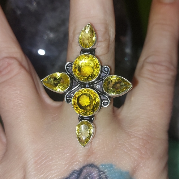 Huge Citrine 6 Stone Statement Ring - Picture 2 of 7